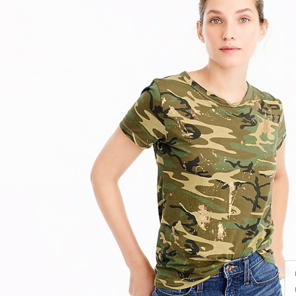 Jcrew Gold Splatter Camo Tshirt Large 
